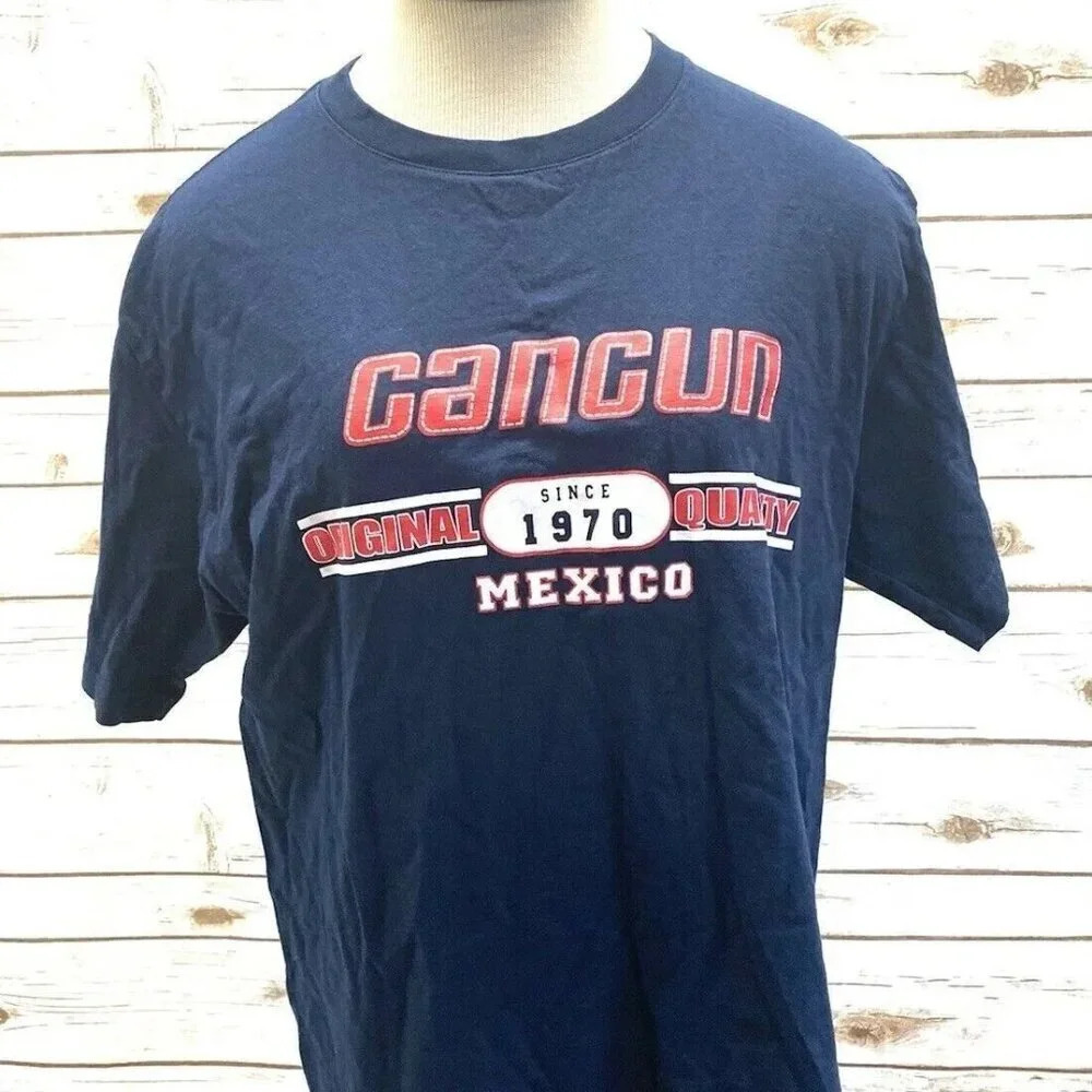 EURO COMFORT Short Sleeve Pullover "Cancun Mexico" Graphic Tee Shirt Large
